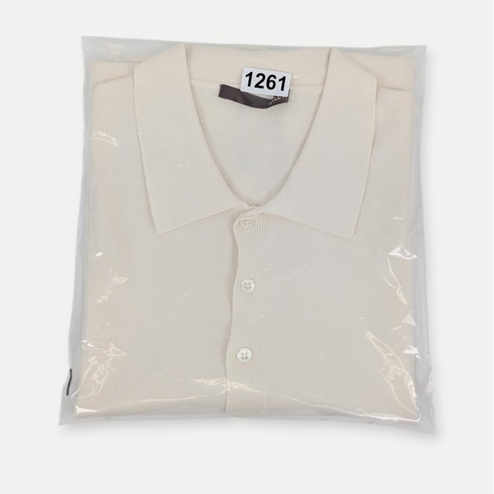 Bally Knit Polo Shirt Mens Size 42 XL Cream Viscose Blend Made in Italy - Picture 10 of 10